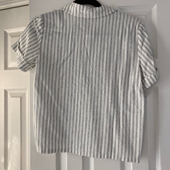 Banana Republic White Stripe Linen-Blend Shirt XS NWT - Picture 6 of 8